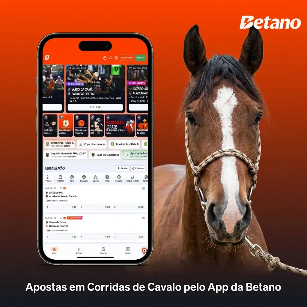Apostas em corridas de cavalo pelo app da Betano: download, instalação e apostas ao vivo com odds atualizadas.