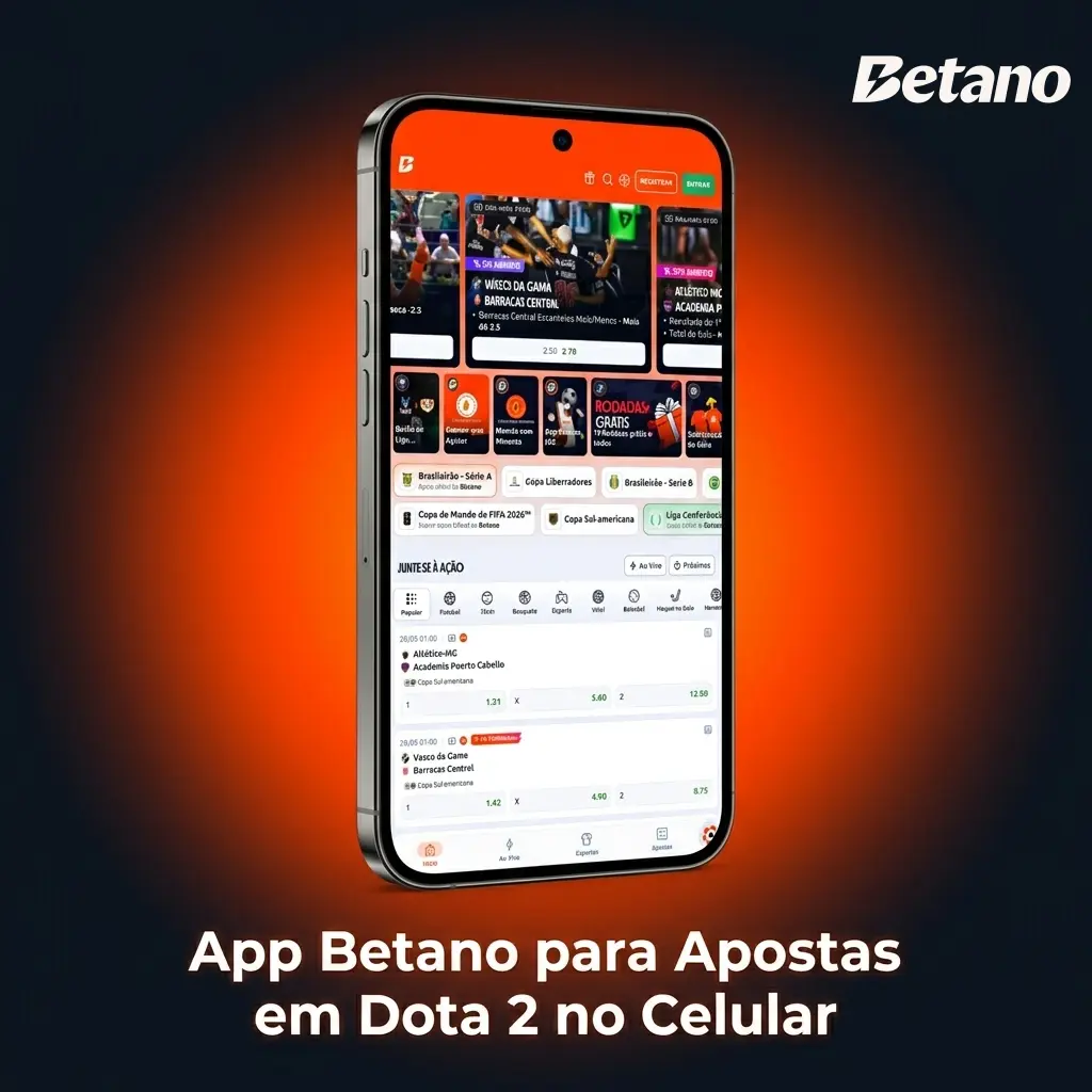 App Betano para Android e iOS com apostas em Dota 2, mercados esports e depósito via Pix no celular