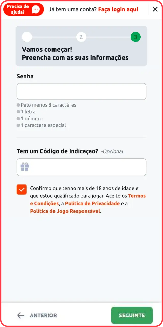Finalize seu cadastro na Betano e ative suas promoções de apostas imediatamente.