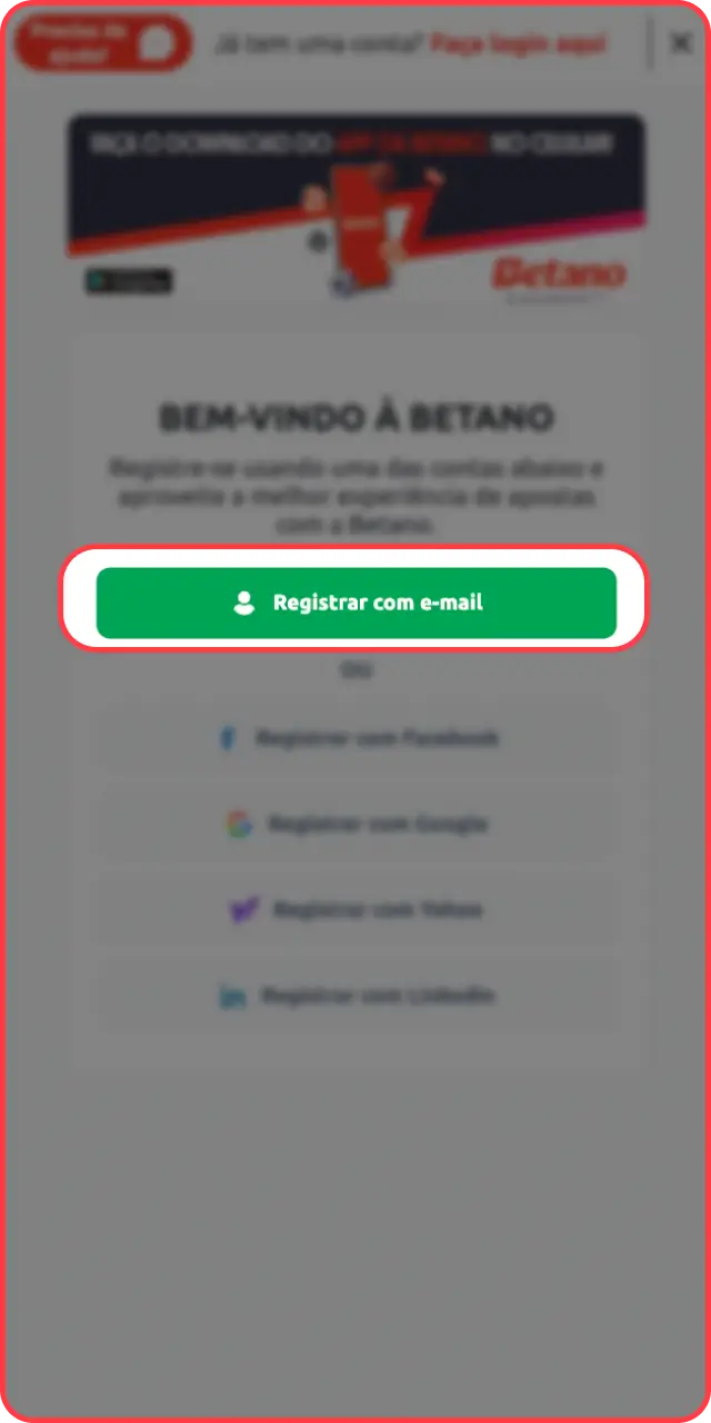 Insira seus dados corretamente para validar seu cadastro de bônus na Betano.