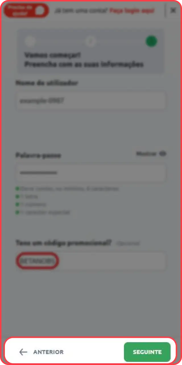 Finalize seu cadastro na Betano e comece a aproveitar os benefícios.