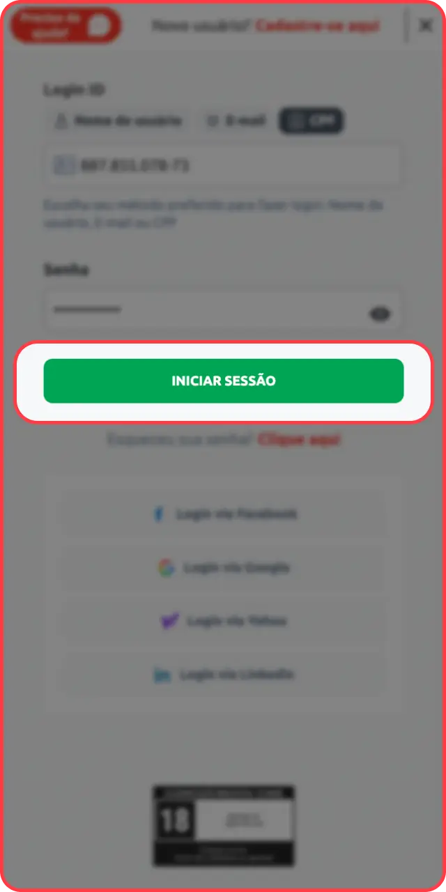 Clique para confirmar e conclua seu login na plataforma Betano.