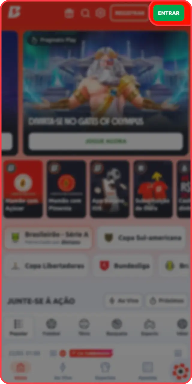 Clique no botão de acesso para iniciar seu login na Betano.
